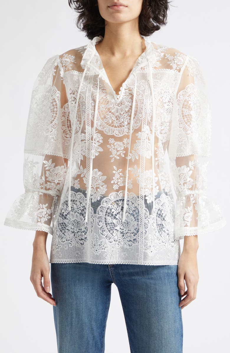 Reiss Demi Lace Top, Alternate, color, Ivory