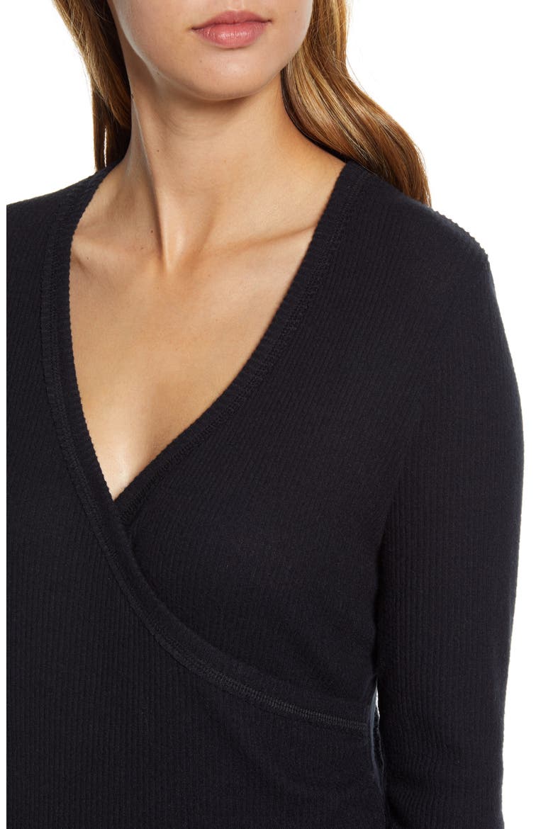 Rib Crossover Top, Alternate, color, BLACK