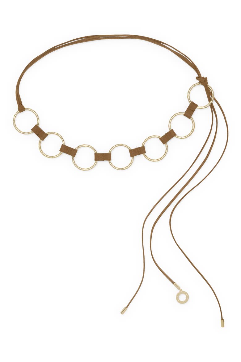 Chiara Leather Chain Belt, Main, color, GOLD