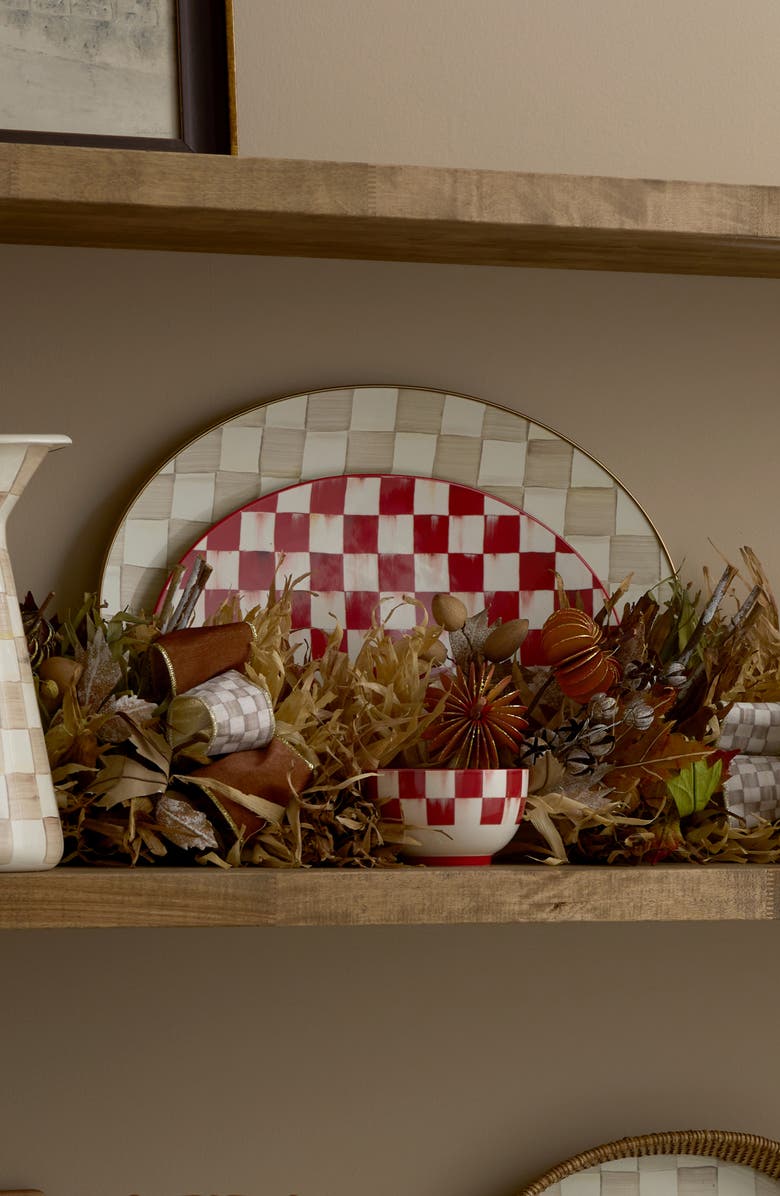 MACKENZIE CHILDS Large Mocha Check Oval Platter, Alternate, color, Mocha