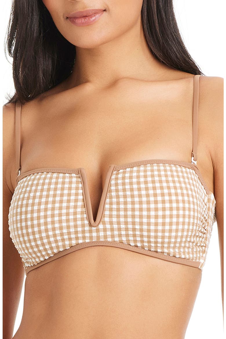 Clean Bandeau Bikini Top, Main, color, TOASTED COCONUT