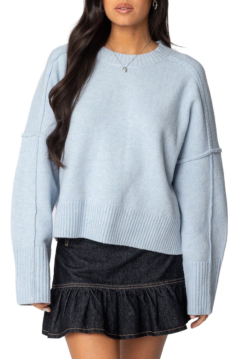Shirley Oversize Crewneck Sweater, Main, color, LIGHT-BLUE