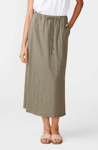 Side Slit Slub Maxi Skirt