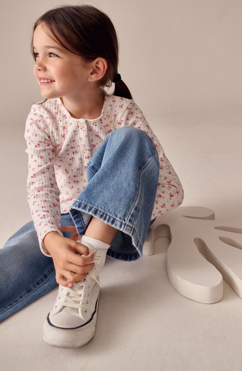 NEXT Kids' Long Sleeve Floral Cardigan, Alternate, color, Ecru Floral