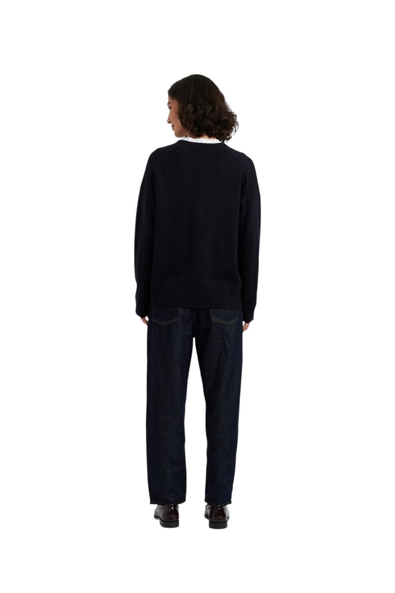 Wool-cashmere Snoopy Peek Pocket Cardigan, Alternate, color, Navy