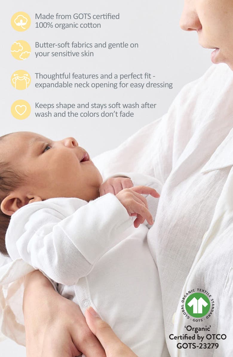 BUTTERBLU Ashley Ruffle Long Sleeve Organic Cotton Assorted 5-Pack Bodysuits, Alternate, color, Haze