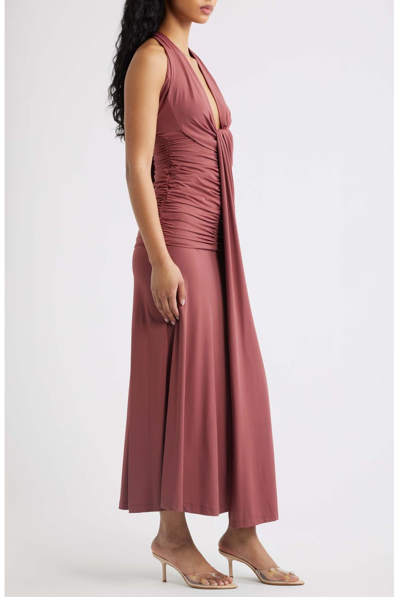 Ines Plunging Halter Neck Maxi Dress, Alternate, color, SOFT RUST