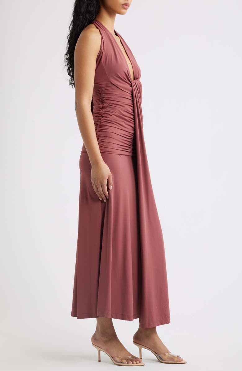 Bardot Ines Plunging Halter Neck Maxi Dress, Alternate, color, Soft Rust