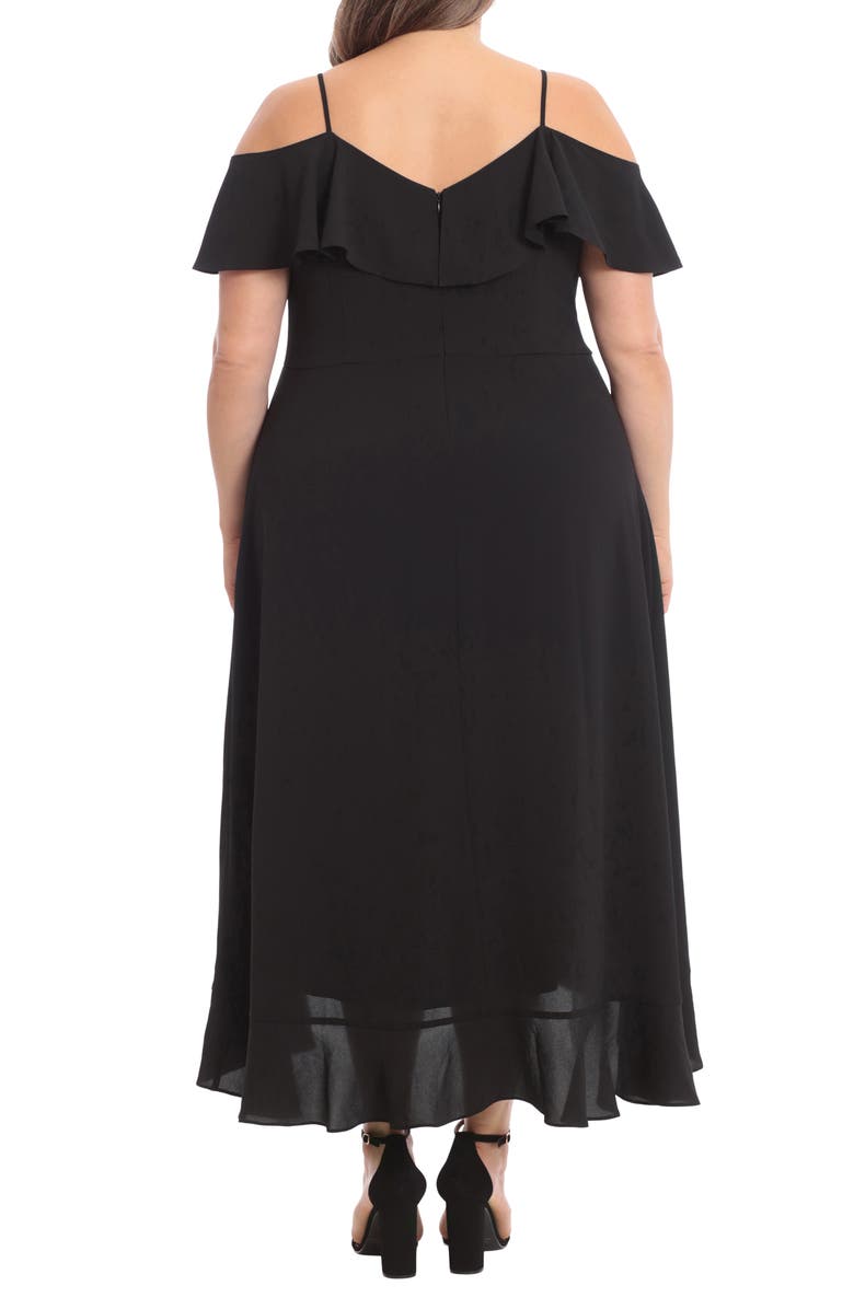 London Times Ruffle Cold Shoulder Maxi Dress, Alternate, color, 