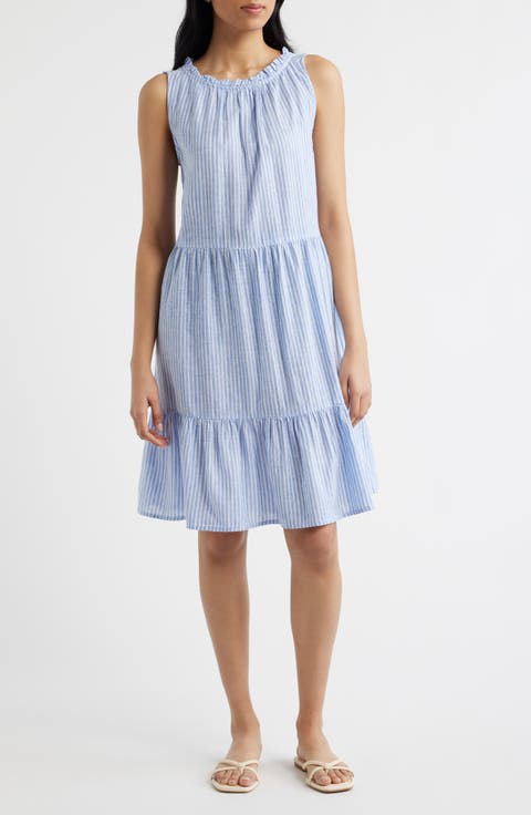 Saison Sleeveless Tiered Linen & Cotton Dress