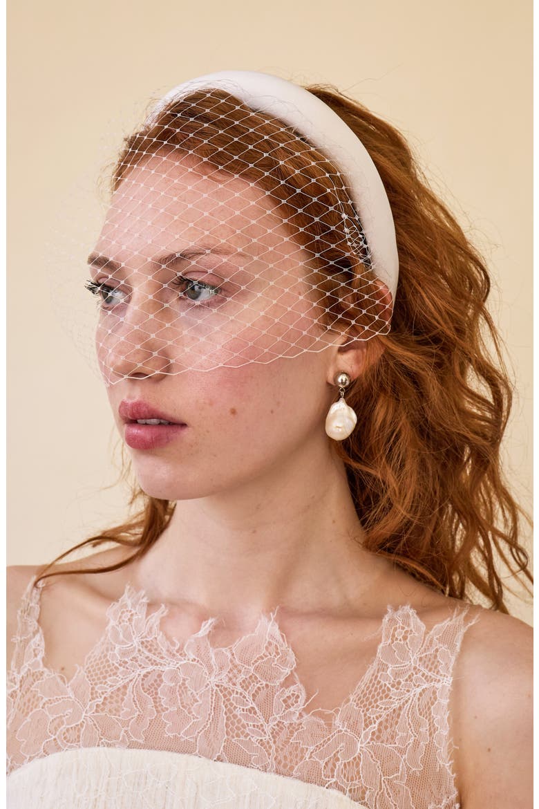 Robyn Silk Blusher Veil Headband, Alternate, color, IVORY