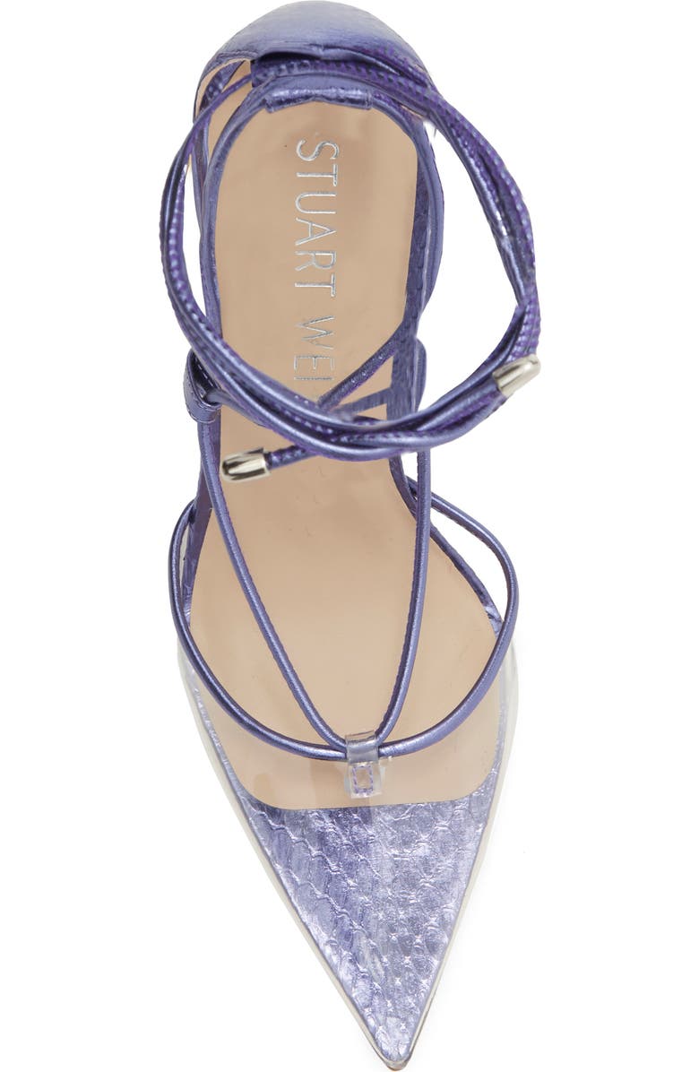 Stuart Weitzman Stuart Ankle Wrap Pump, Alternate, color, Amatista/ Clear