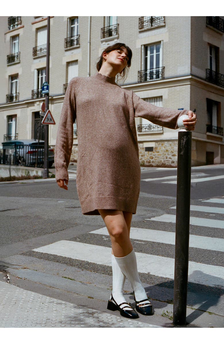 HATCH The Cozy Pointelle Poise Mini Dress, Alternate, color, Mocha