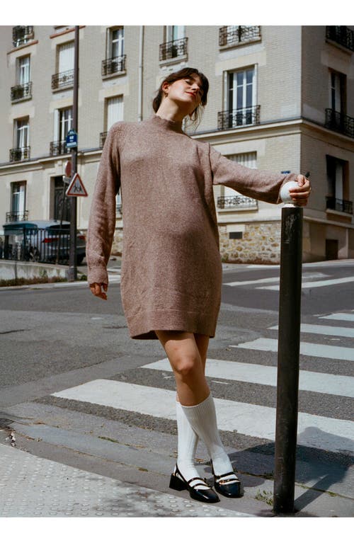 Hatch The Cozy Pointelle Poise Mini Dress In Brown