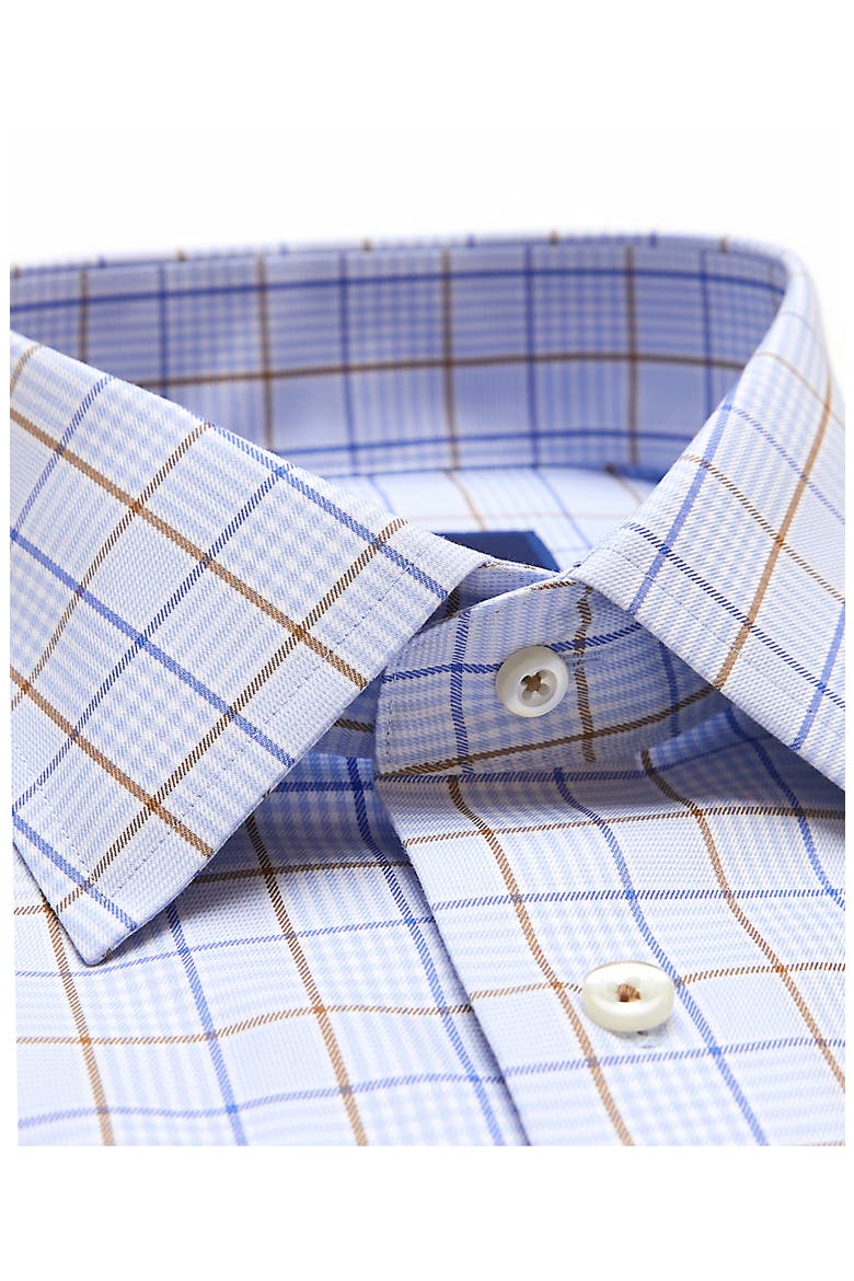 Trim Fit Non-Iron Plaid Dress Shirt, Alternate, color, SKY/ COCOA