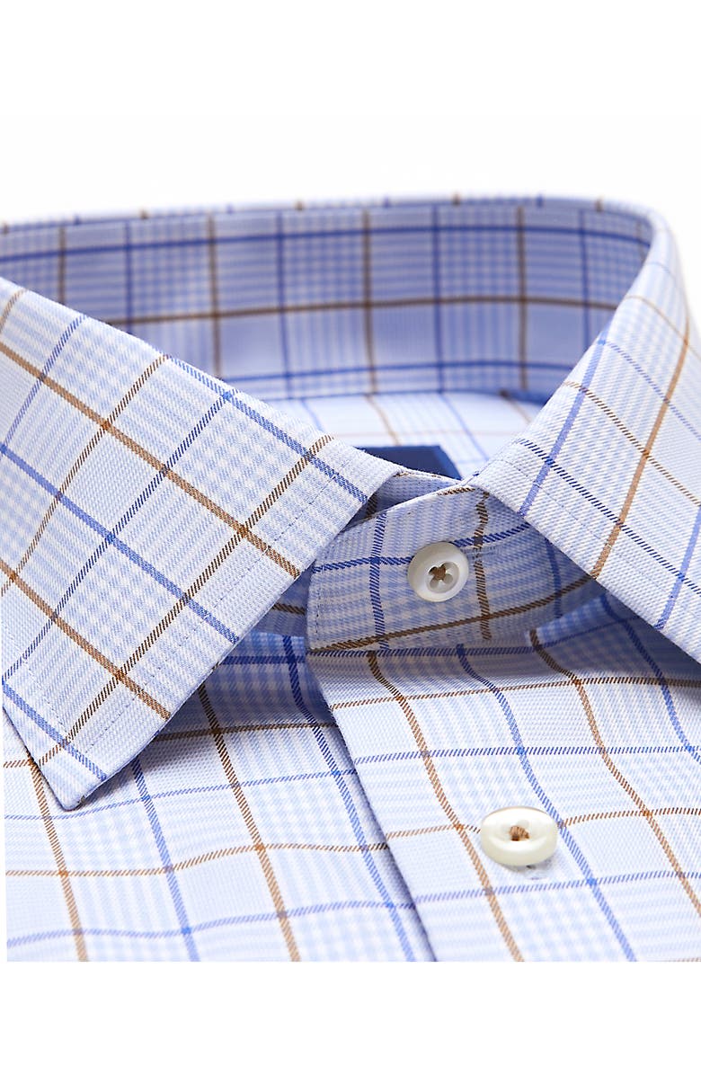 David Donahue Trim Fit Non-Iron Plaid Dress Shirt, Alternate, color, Sky/ Cocoa