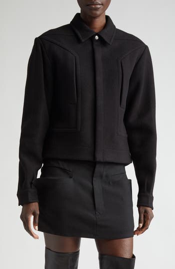 Rick Owens Alice Strobe Melton Wool Snap-Up Shirt | Nordstrom Rick Owens Alice Strobe Melton Wool Snap-Up Shirt | Nordstrom