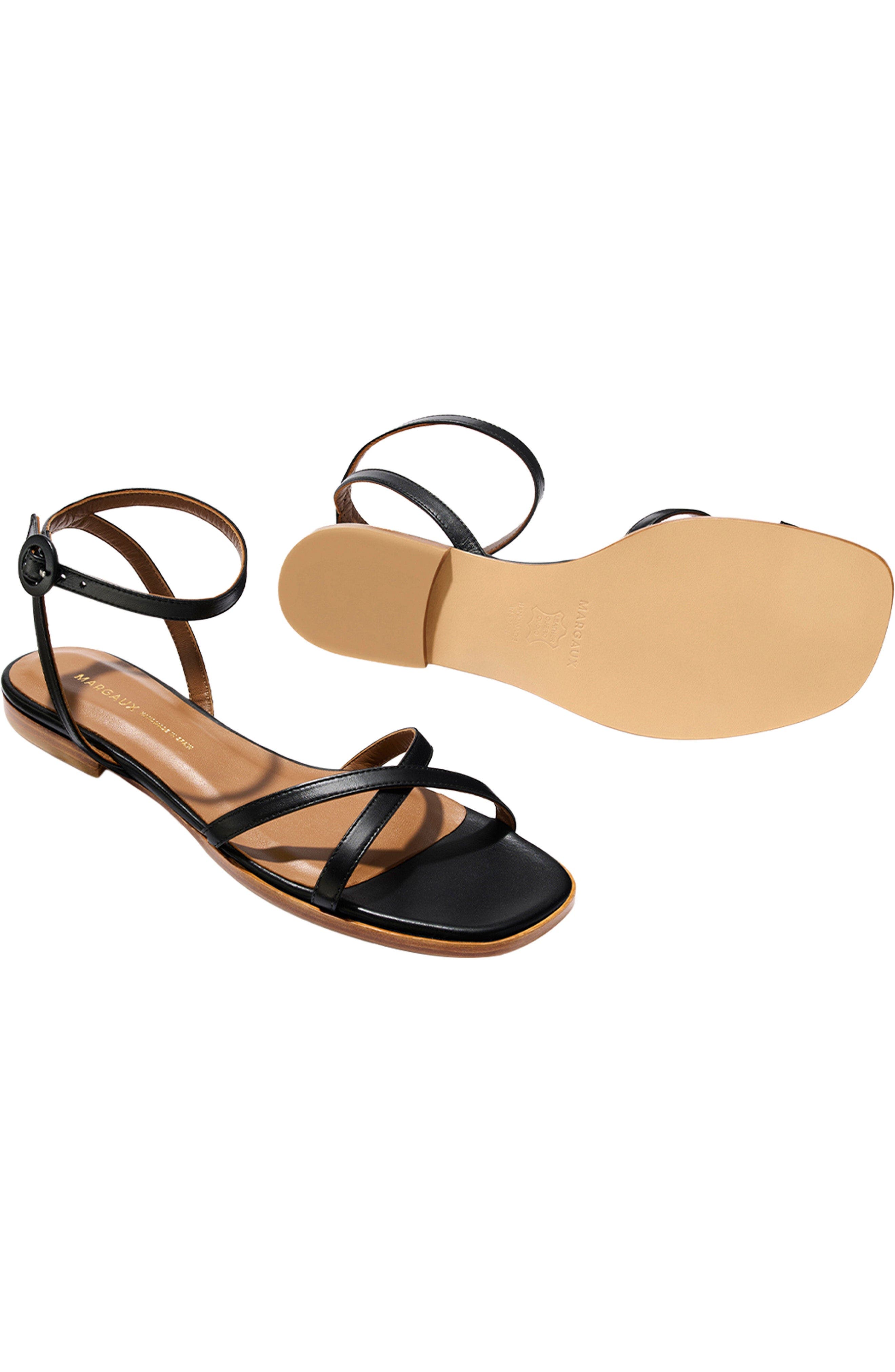 The Flat Sandal, Alternate, color, Black Nappa
