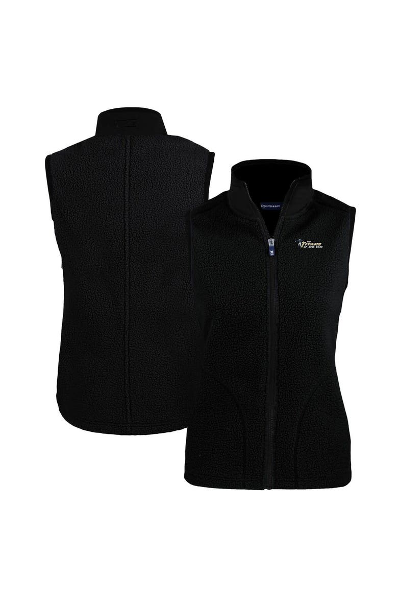 Women's Cutter & Buck Black New York Jets Throwback Cascade Eco Sherpa Fleece Vest, Alternate, color, Black