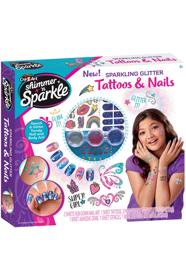 Diy Sparkling Glitter Tattoos and Nails, Main, color, Multicolored