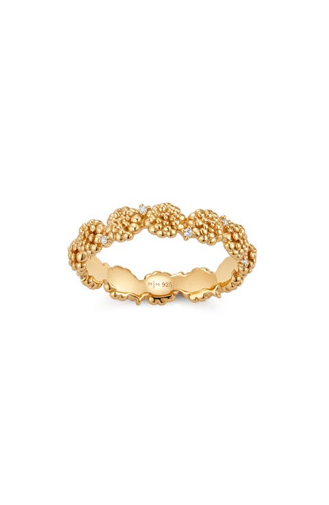 Cubic Zirconia Birthstone Flower Eternity Band Ring