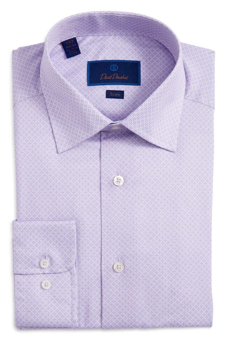Trim Fit Micro Floral Print Dress Shirt, Alternate, color, LILAC