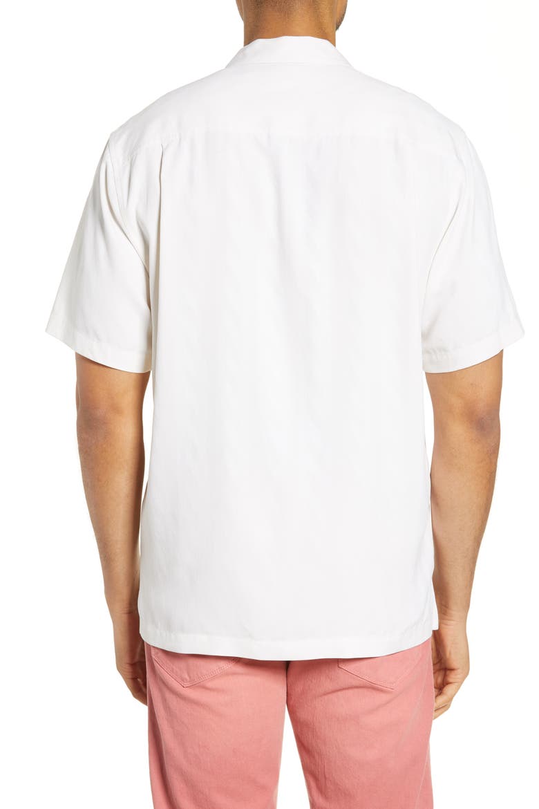 Vicenco Vines Classic Fit Embroidered Silk Button-Up Camp Shirt, Alternate, color, CONTINENTAL