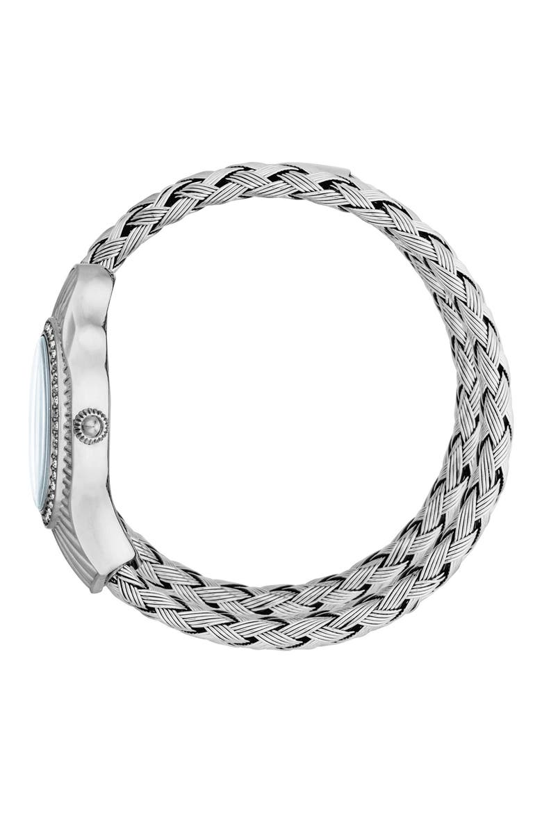 Twined Snake Wraparound Bracelet Watch, 23.5mm x 37mm, Alternate, color, SILVER