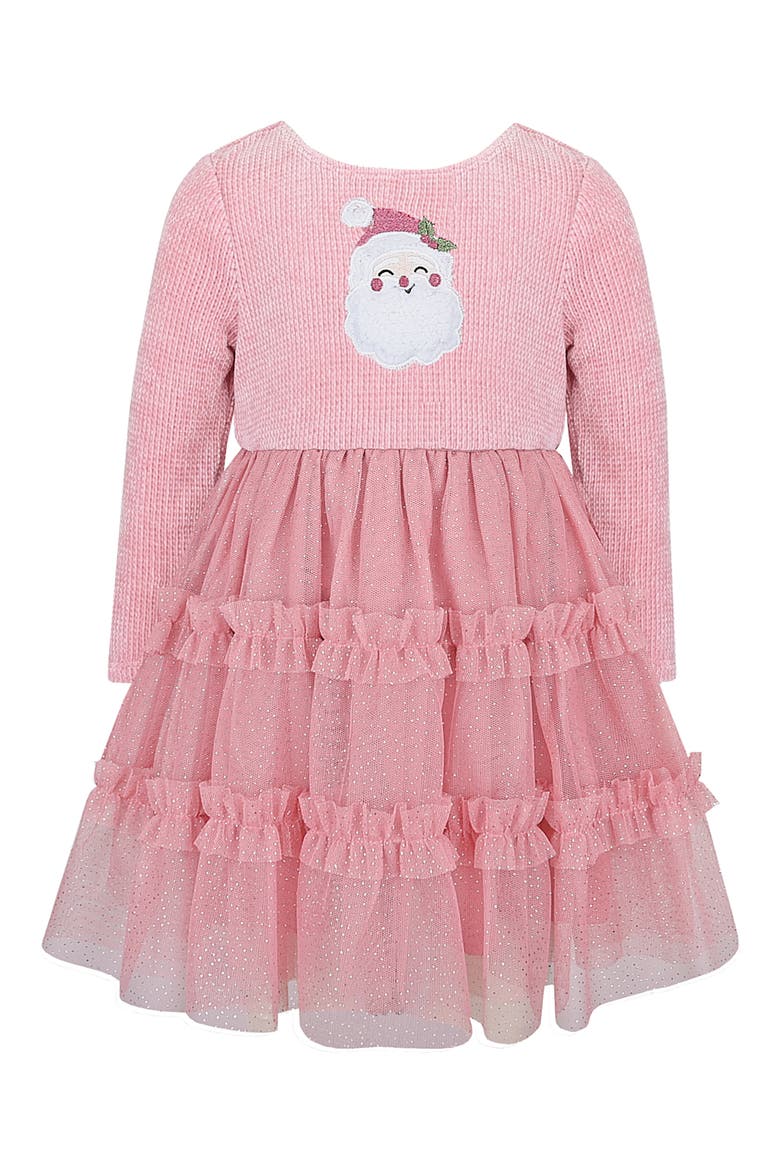 Santa Chenille Tiered Mesh Dress, Main, color, PINK