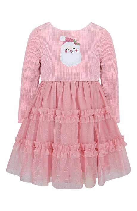 Santa Chenille Tiered Mesh Dress