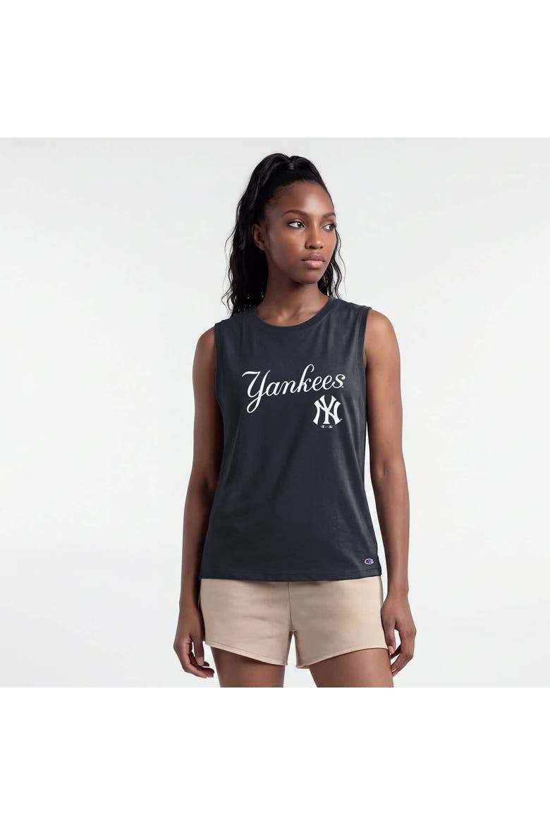 Women's Champion  Navy New York Yankees Muscle Tank Top, Main, color, Navy