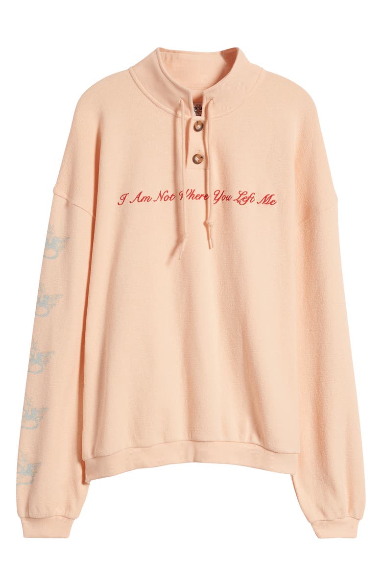 BOYS LIE I Am Not Where You Left Me Embroidered Cotton Interlock Henley Pullover, Alternate, color,