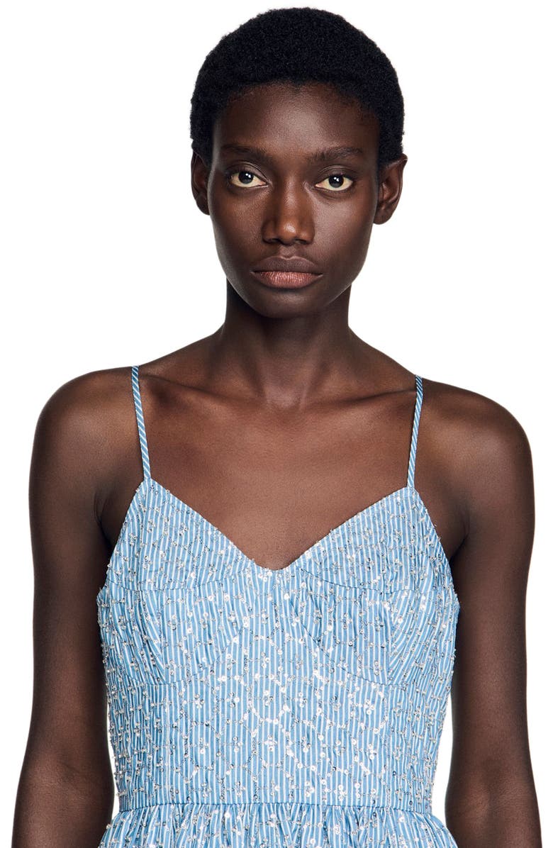 SANDRO Sequined maxi dress, Alternate, color, Blue