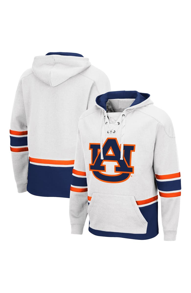 COLOSSEUM Men's Colosseum White Auburn Tigers Lace Up 3.0 Pullover Hoodie, Alternate, color, 