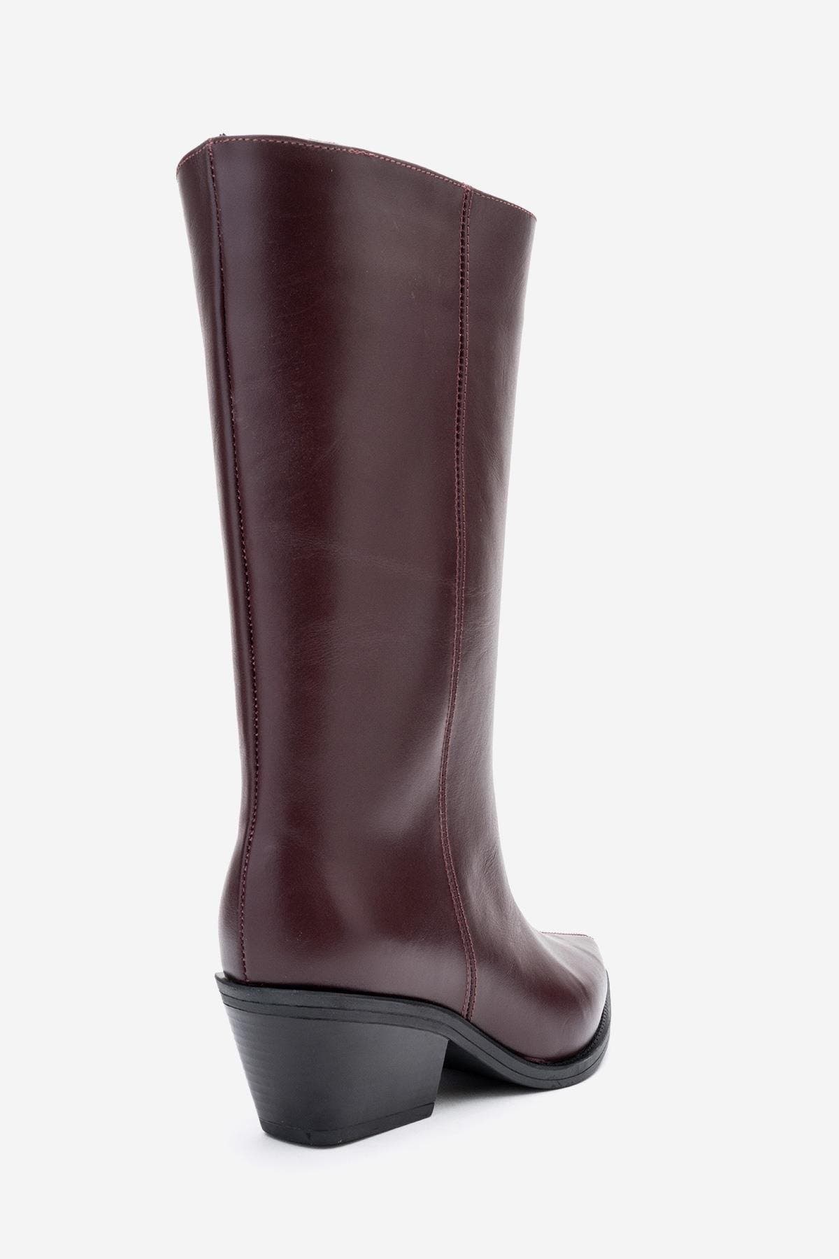 Juana Leather Pointed Toe Boot, Alternate, color, Burgundy Leather