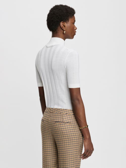 Callas Milano Jordyn Short Sleeve Mockneck Sweater In White