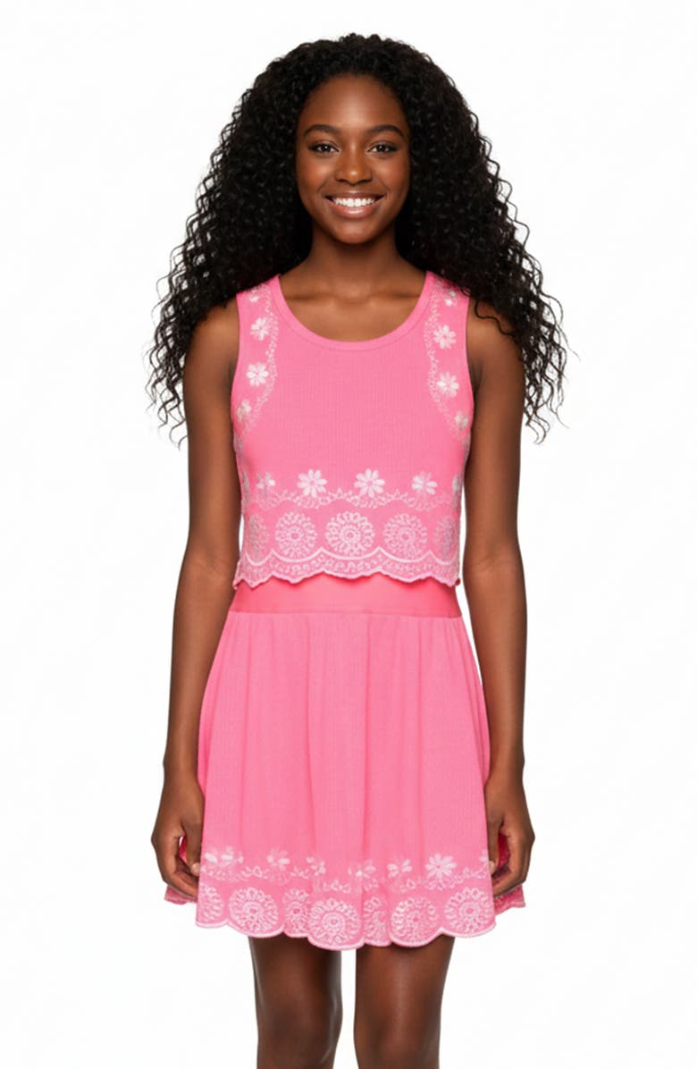 Hannah Banana Kids' Embroidered Twofer Dress, Alternate, color, 
