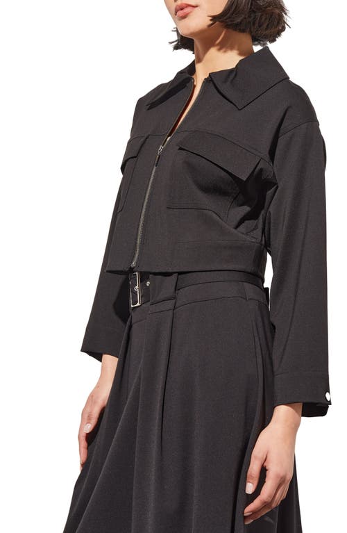 Ming Wang Zip Front Crop Jacket In Black