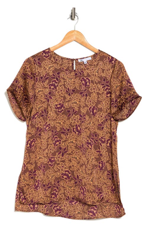 Dr2 By Daniel Rainn Pinched Sleeve Satin High/low Top In Brown