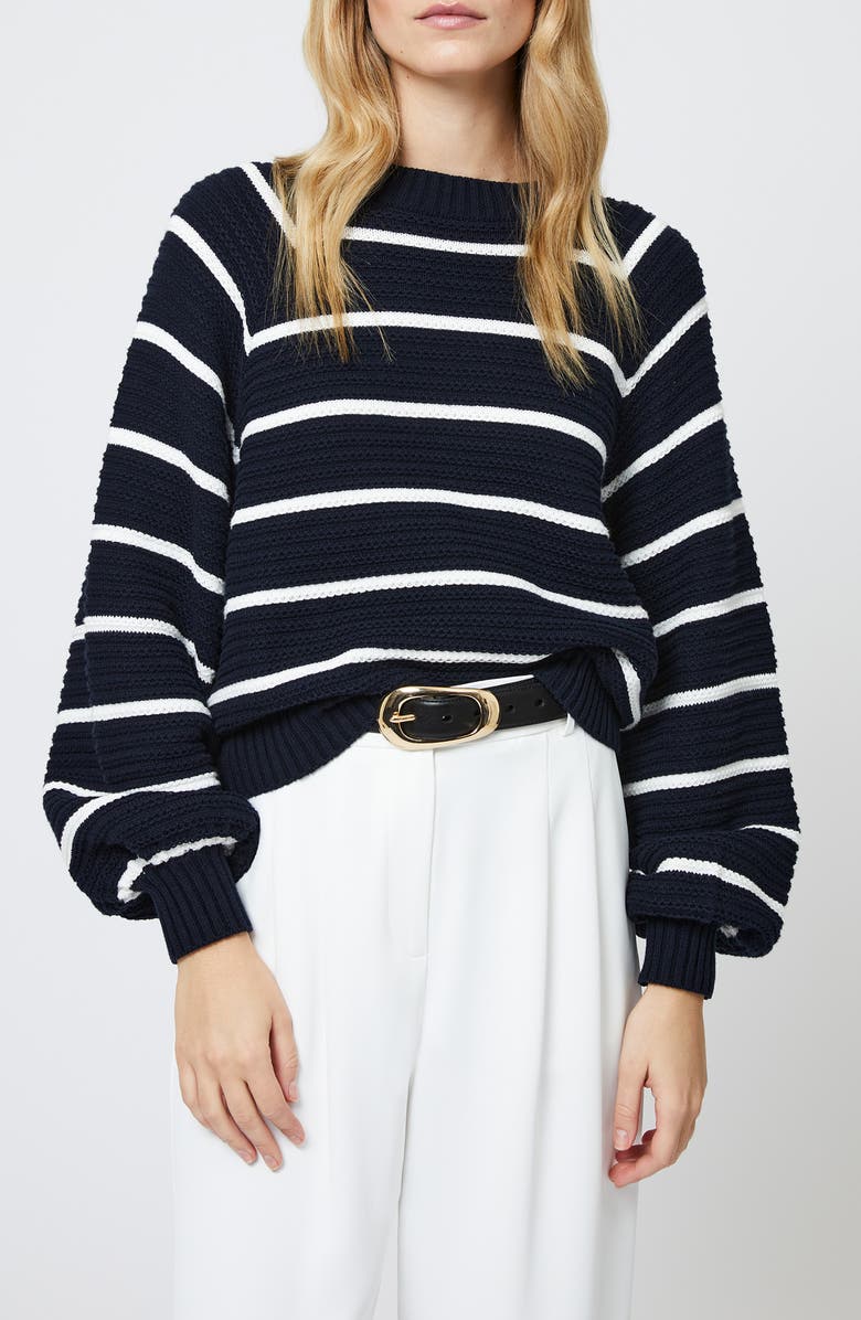 French Connection Lily Mozart Stripe Cotton Sweater, Main, color,