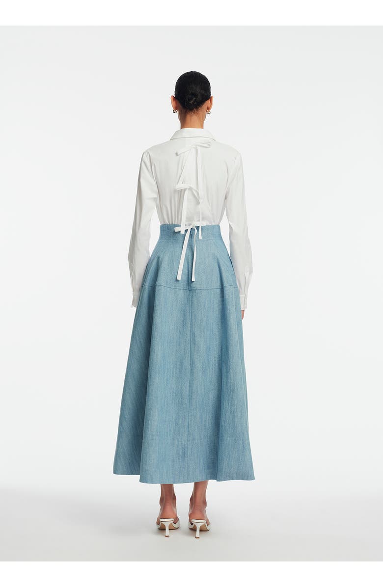 Lela Rose Denim A-Line Skirt, Alternate, color, Light Denim