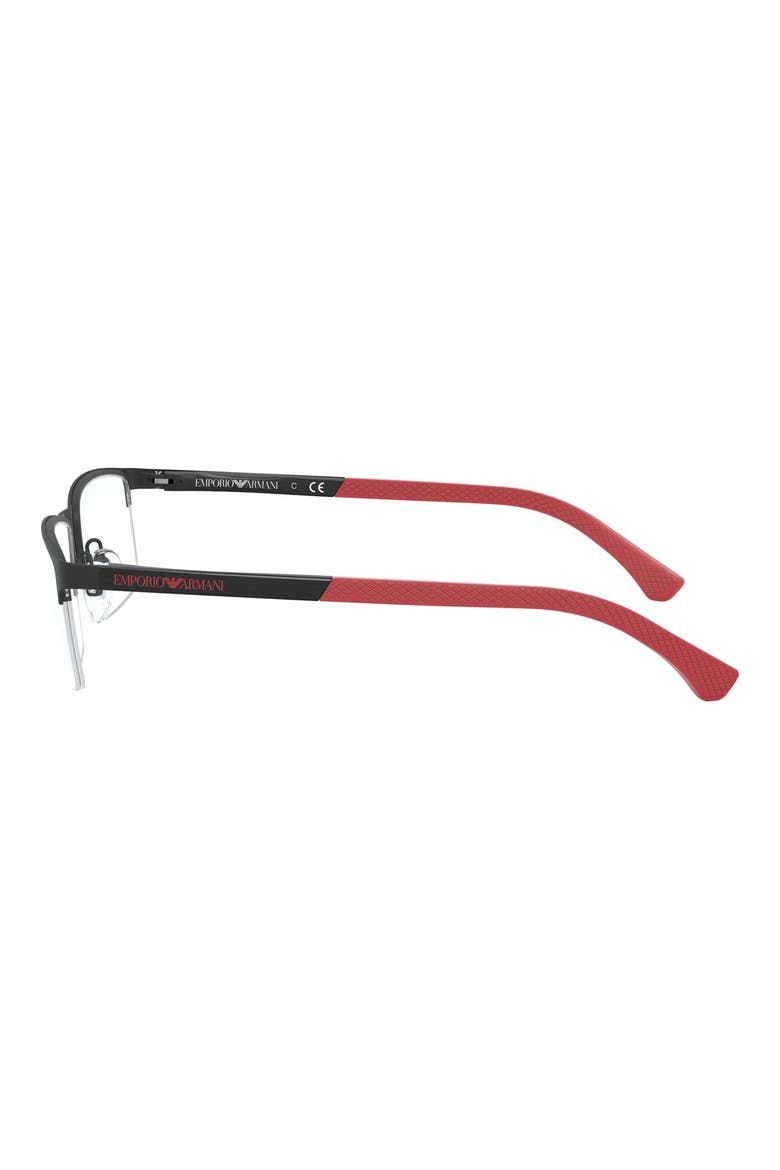 53mm Half Rim Optical Glasses, Alternate, color, BLACK RED