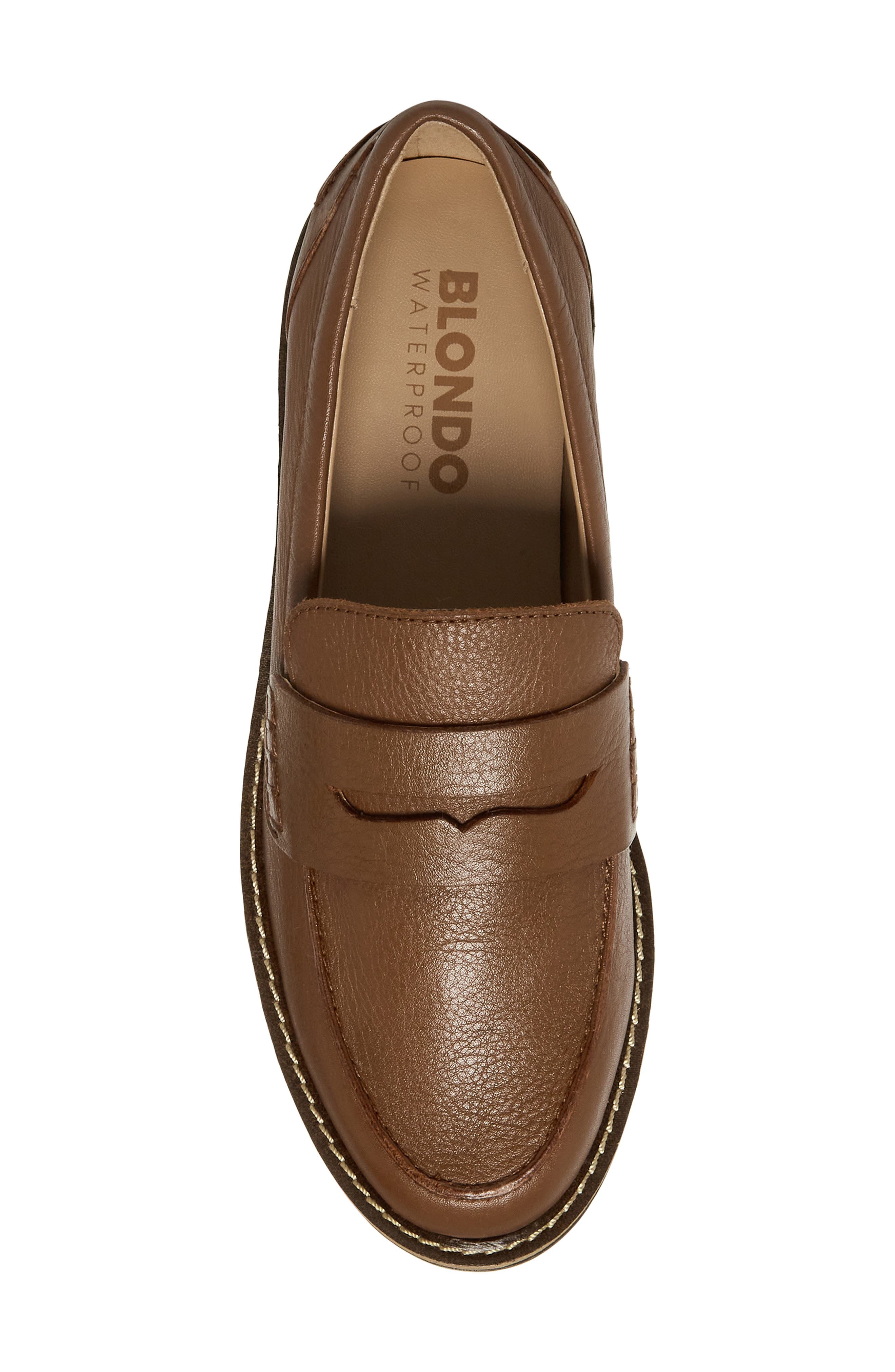Waterproof Penny Loafer, Alternate, color, LIGHT BROWN LEATHER