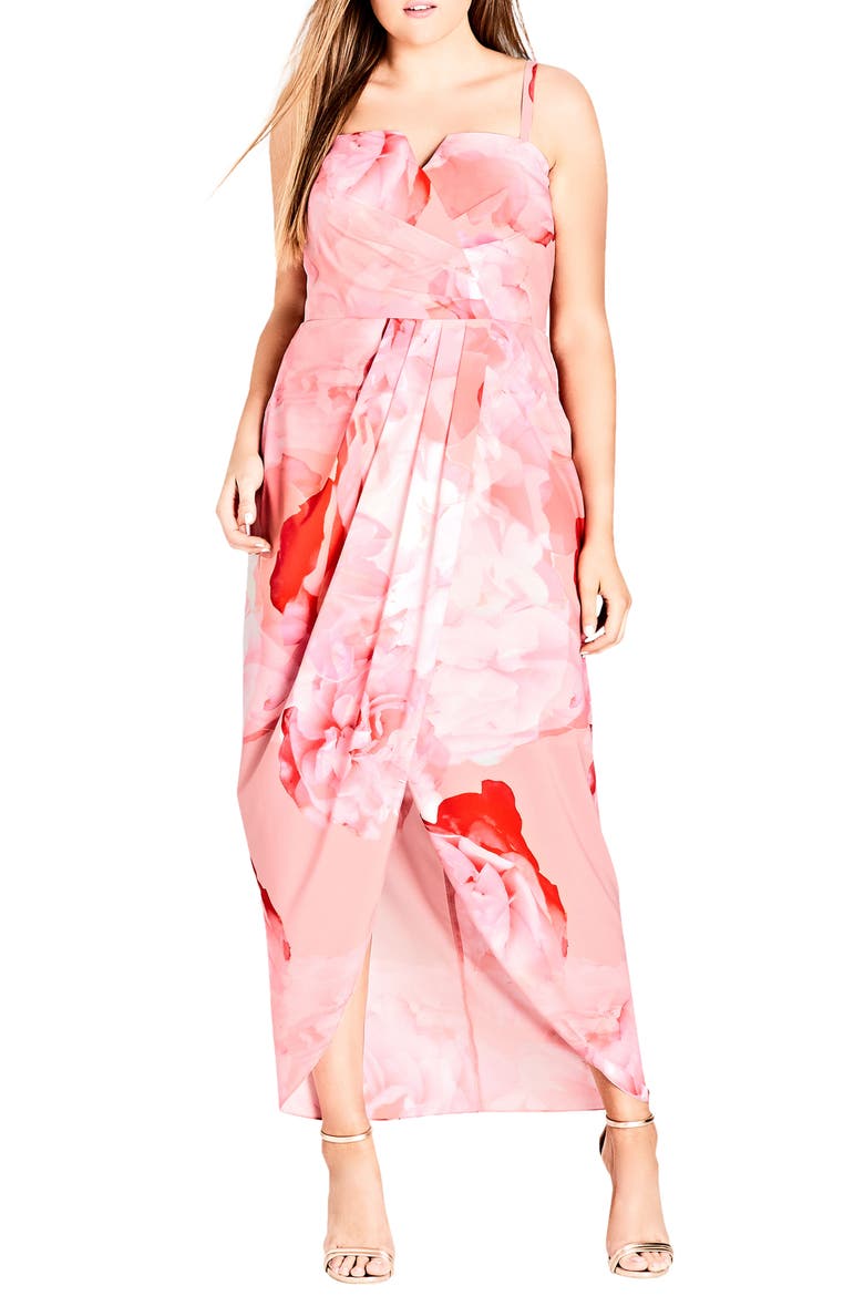Girly Rose Strapless Maxi Dress, Main, color, GIRLY ROSE