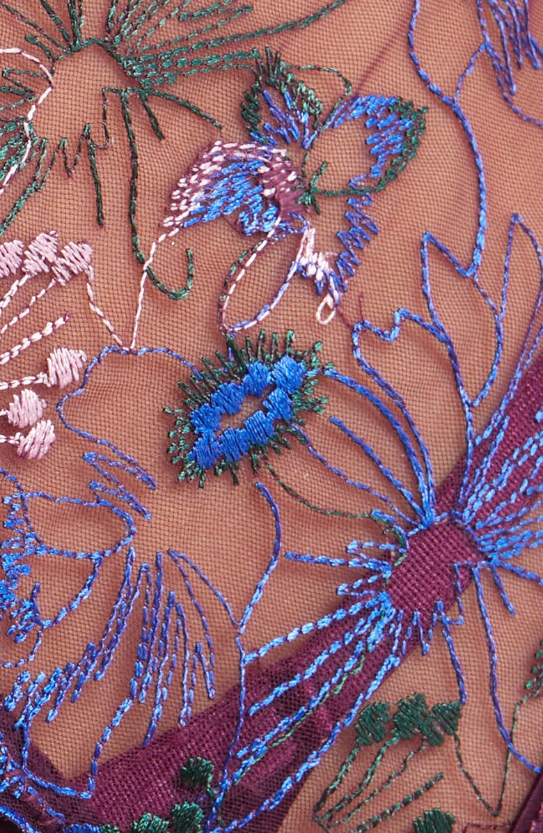 Oh La La Cheri Londynn Embroidered Floral Bra, Garter Belt & Thong Set, Alternate, color, 