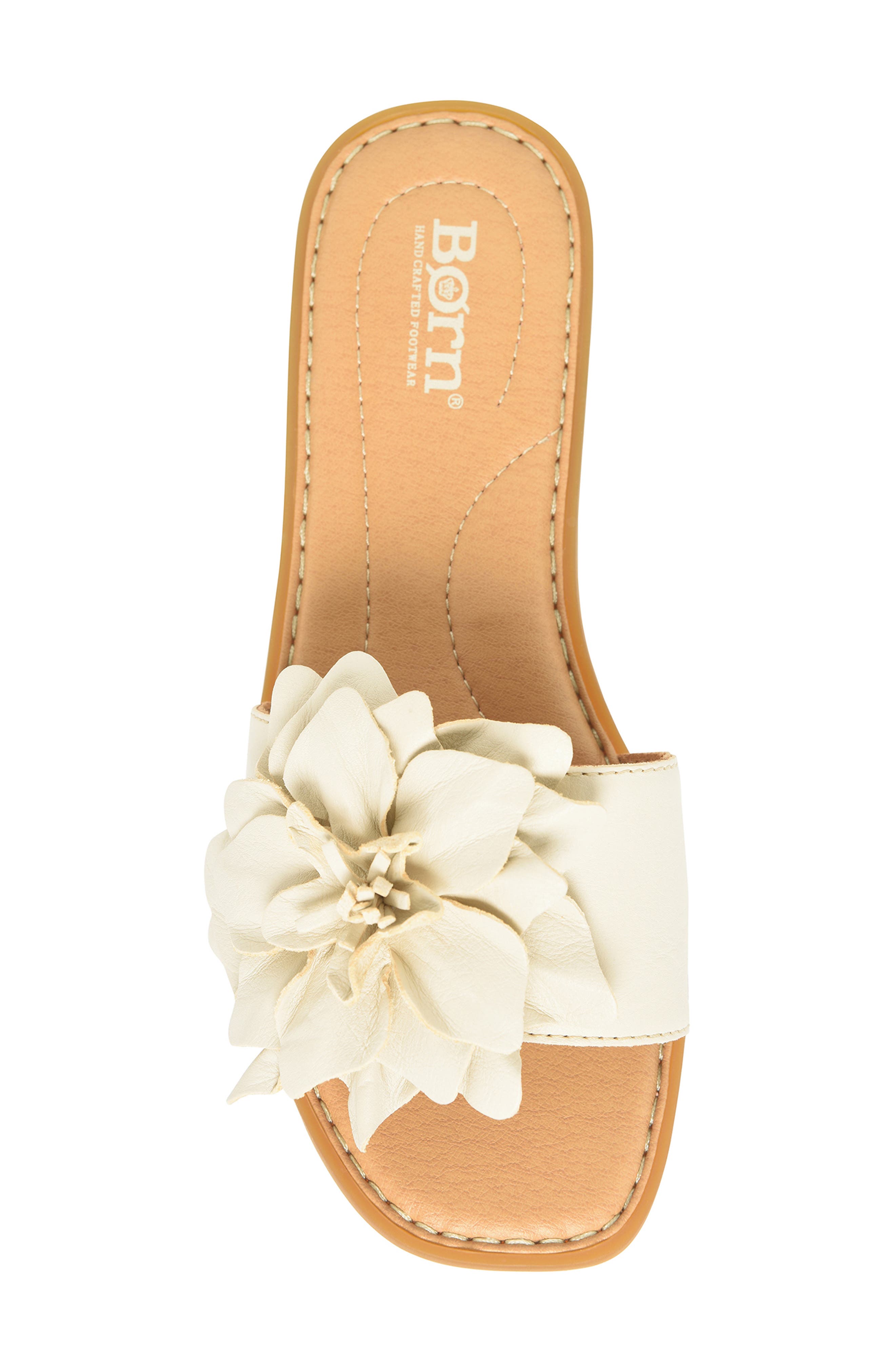 Hibiscus Slide Sandal, Alternate, color, CREAM LEATHER