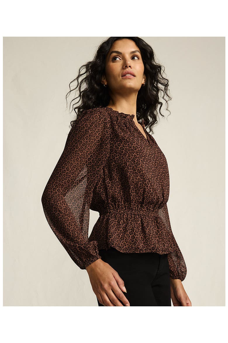 Chiffon Peplum Top, Alternate, color, Dark Clay Animal Spots