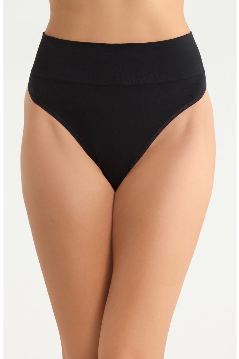 3-Pack Seamless Thongs, Alternate, color, BLACK- TAN MULTI