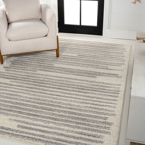 Jonathan Y Khalil Modern Berber Stripe Area Rug In Cream/gray