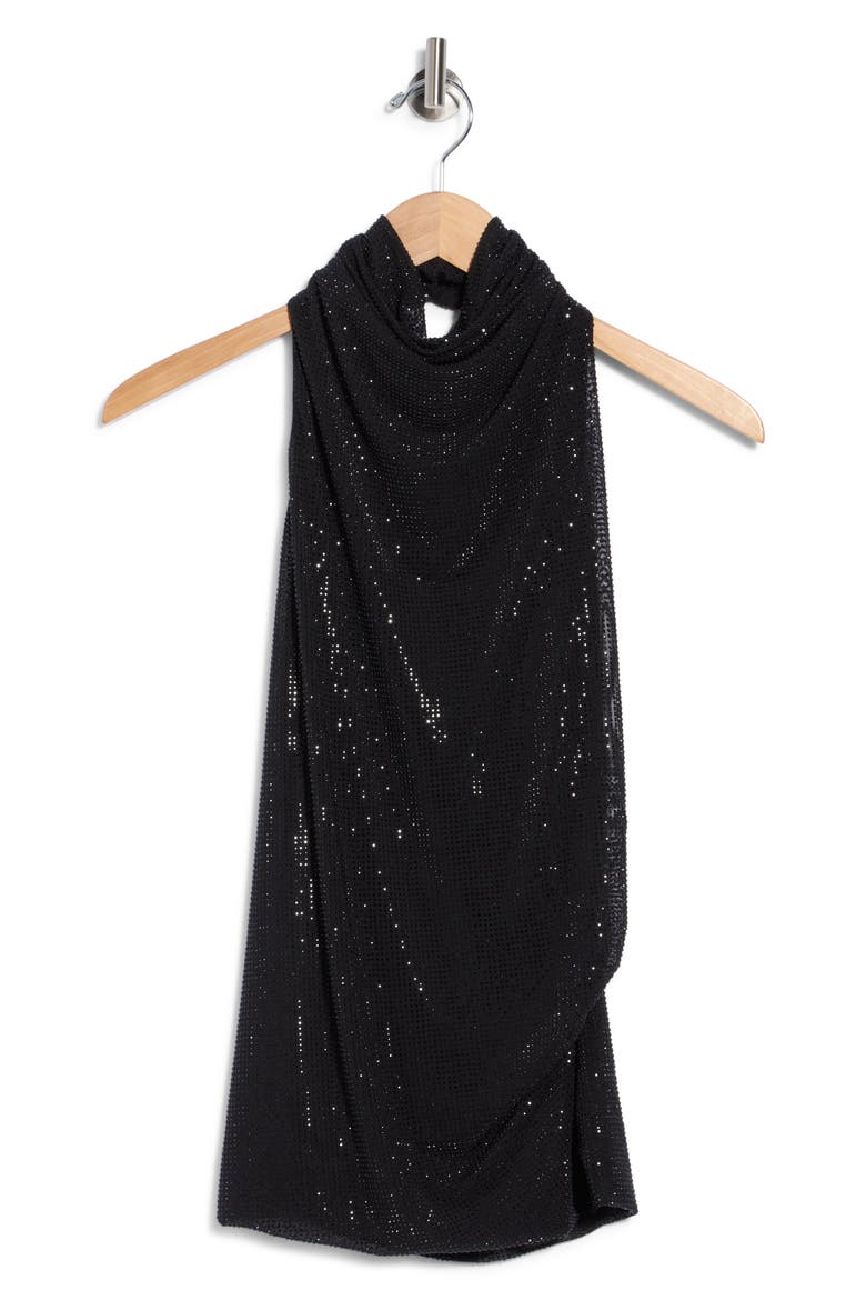 Embellished Halter Top, Main, color, BLACK